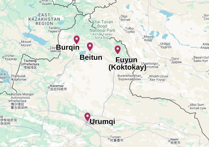 Map showing China history tour route through Beijing, Xi'an, Luoyang, Nanjing, and Shanghai