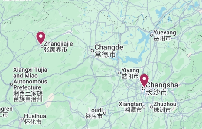 Map showing China history tour route through Beijing, Xi'an, Luoyang, Nanjing, and Shanghai