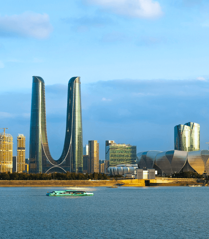 Greenland building and skyline in Hangzhou’s business center