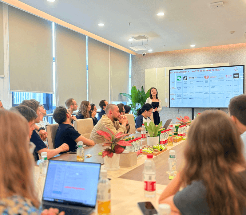 Tour group learning about China’s e-commerce at a Hangzhou company visit